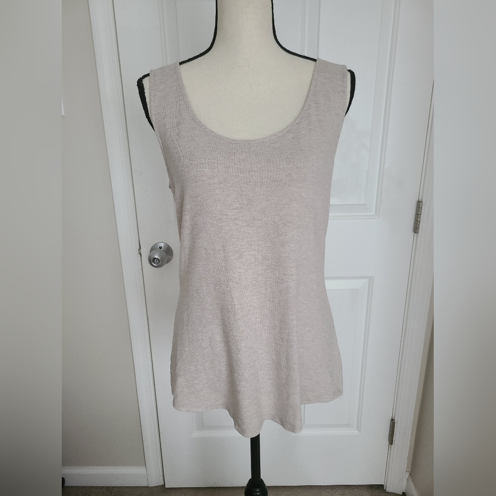 White House Black Market Sleeveless Sand Sweater Tank Top